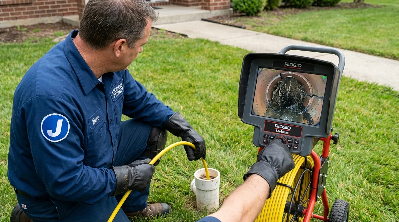 Sewer camera inspection being performed by Johns Plumbing LLC in Brooksville